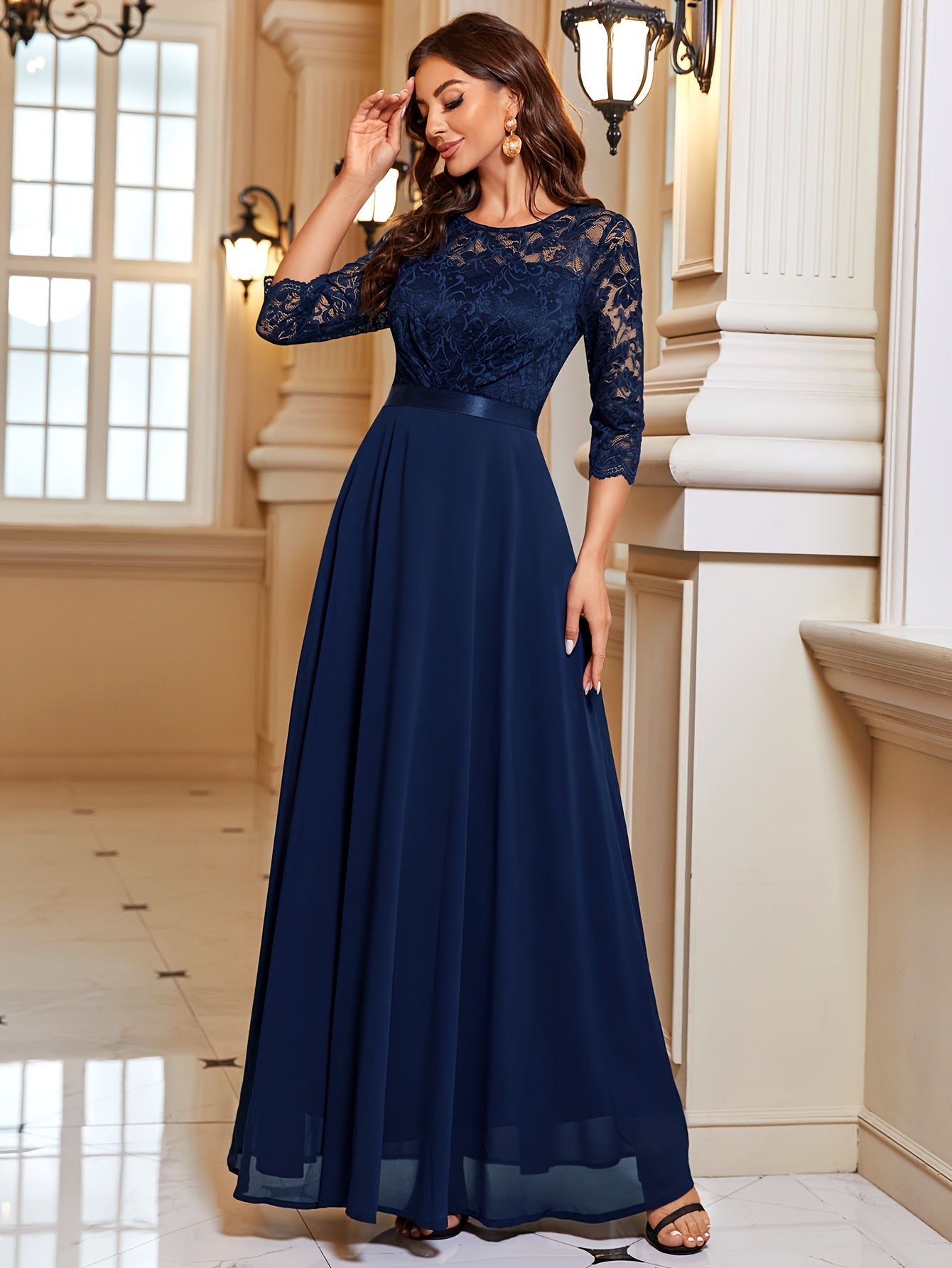 Maxi Jurk Dames met Kant en Chiffon – Elegant & Feestelijk