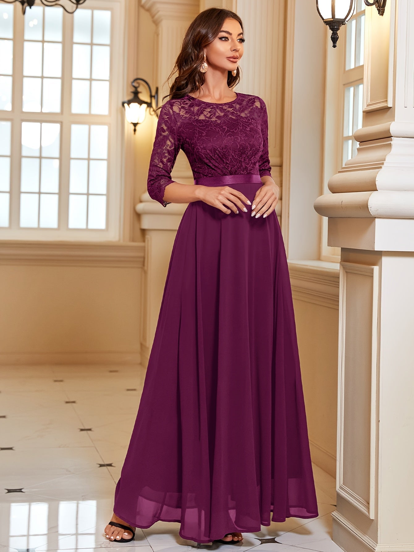 Maxi Jurk Dames met Kant en Chiffon – Elegant & Feestelijk