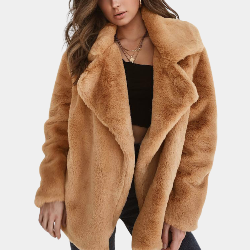 Veloura – Geraffineerde dames winterjas met pluche afwerking