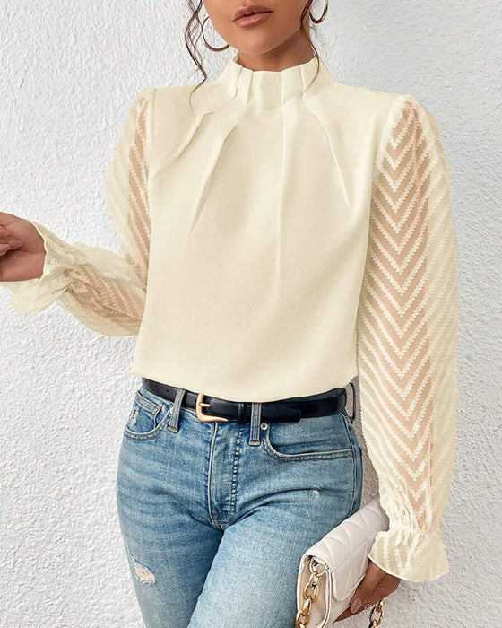 Elara Elegante Blouse – Tijdloze Klasse met Transparante Ballonmouwen