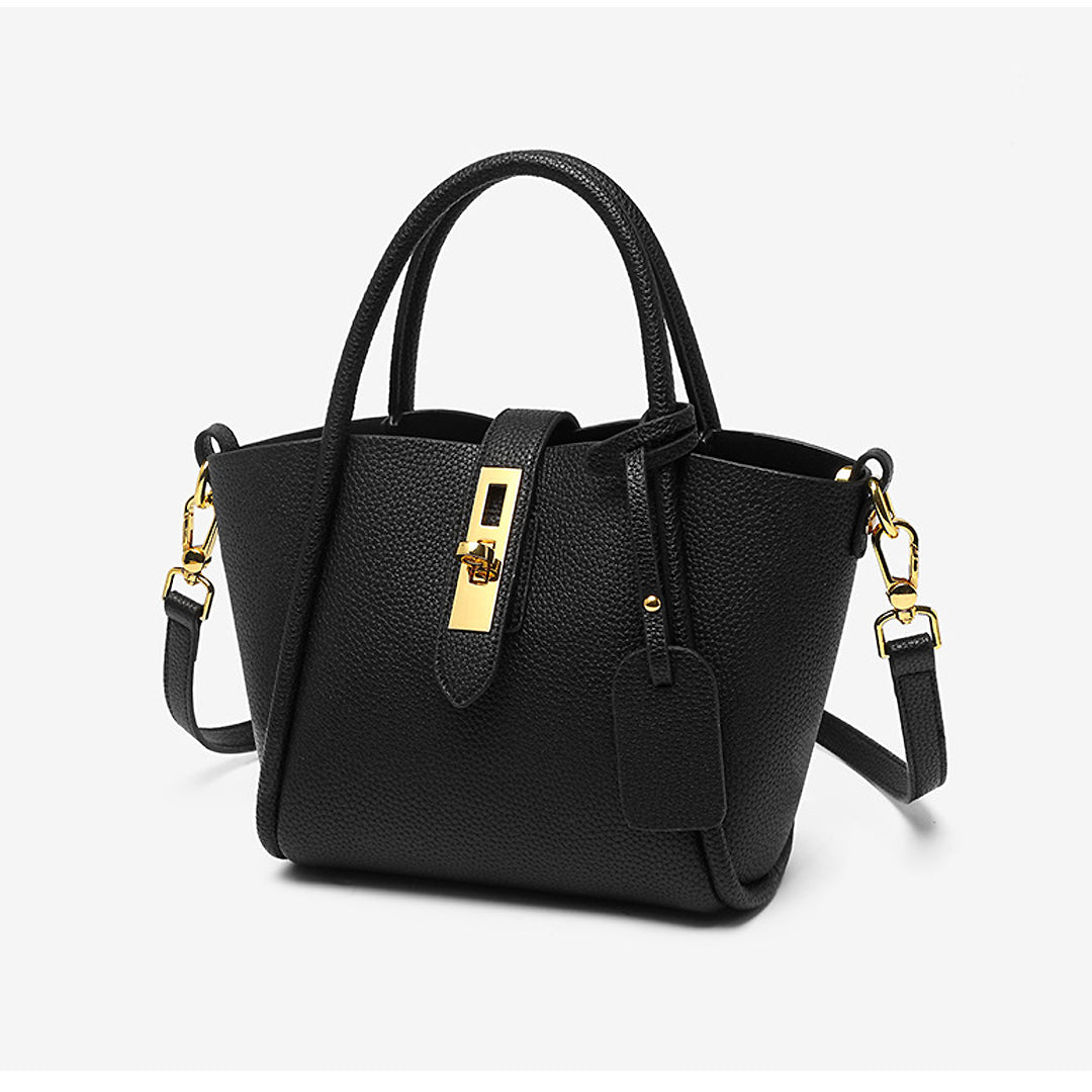 Averine – Dames Bucket Bag van Leer met Gouden Sluiting, Elegant & Tijdloos Design