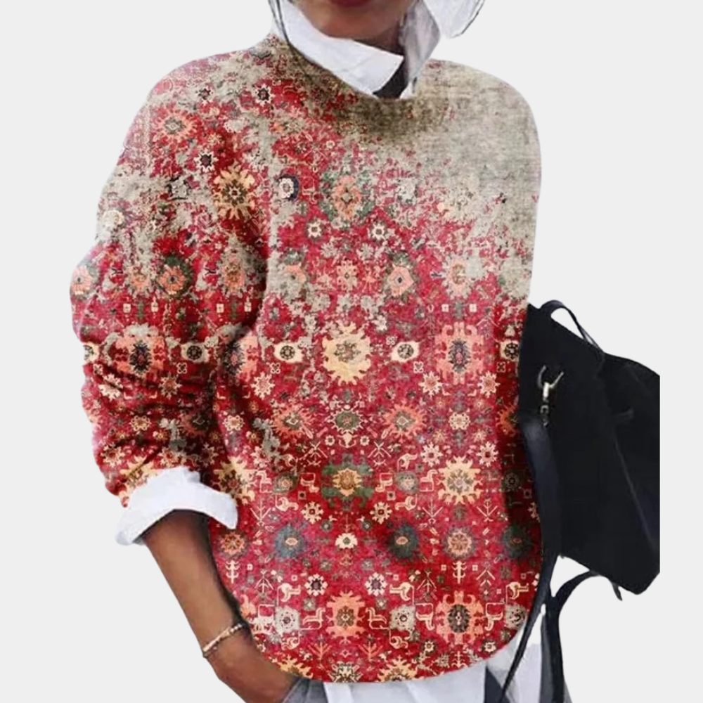 Noa Sweater – Stijlvolle damestrui met trendy print en comfy fit