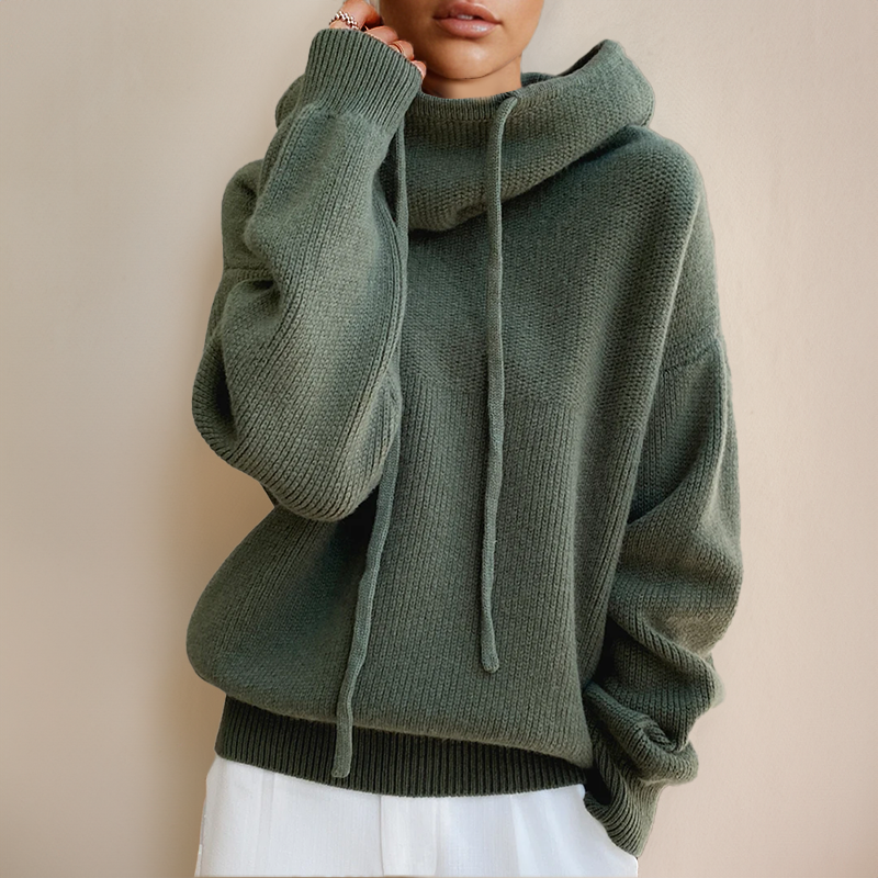 Elowen – Oversized dames hoodie met funnel neck en zachte katoenmix
