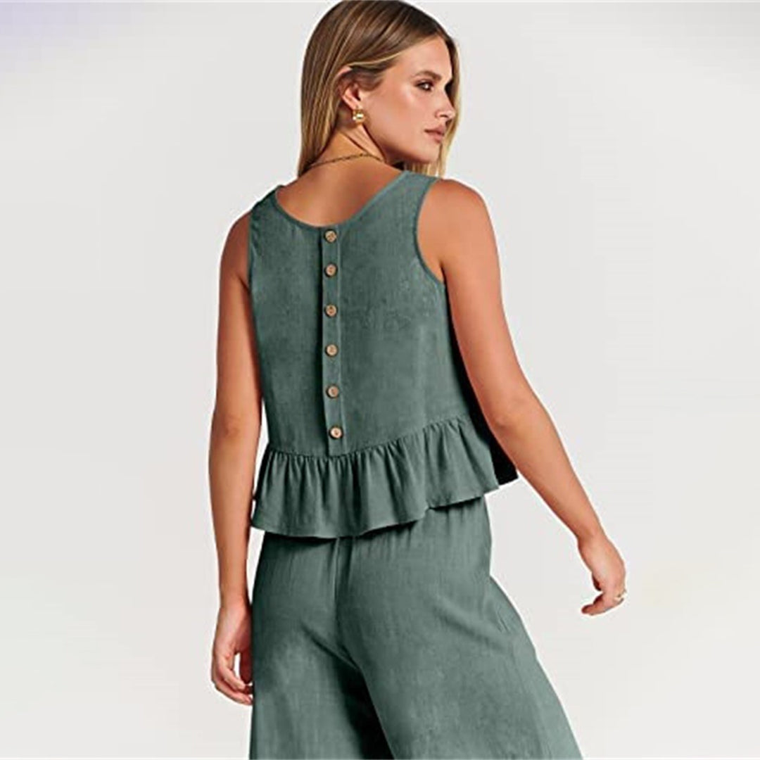 Sereluna – Tweedelige zomeroutfit met top en wijde broek voor dames