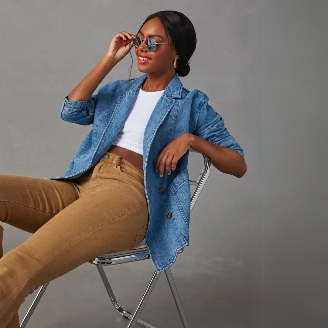 Marisca - Trendy Denim Blazer met Praktische Zakken voor Dames | Perfect voor Elk Seizoen