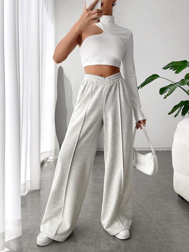 Valoria – Dames Wide Leg Joggingbroek met Hoge Taille, Comfortabel & Trendy