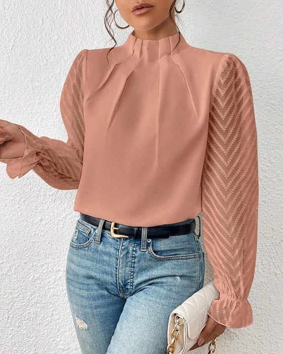 Elara Elegante Blouse – Tijdloze Klasse met Transparante Ballonmouwen