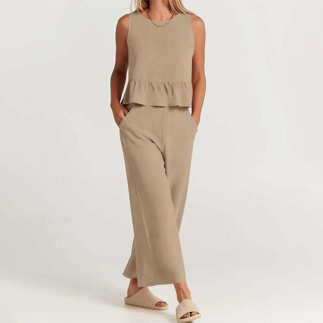 Sereluna – Tweedelige zomeroutfit met top en wijde broek voor dames