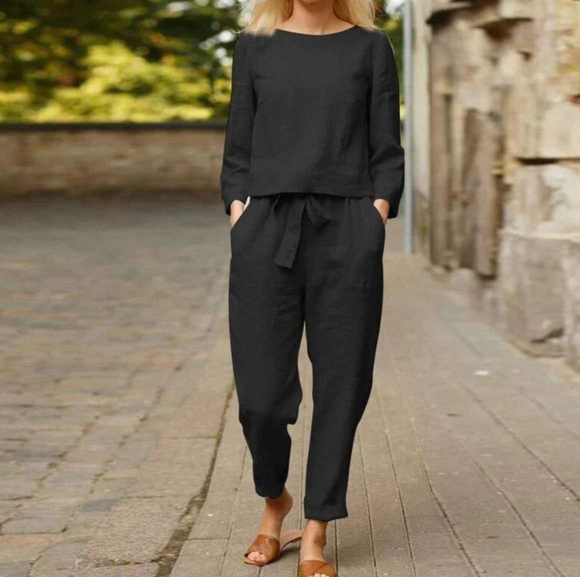 Evarelle – Zomers dames set van luchtig linnen met stijlvolle eenvoud