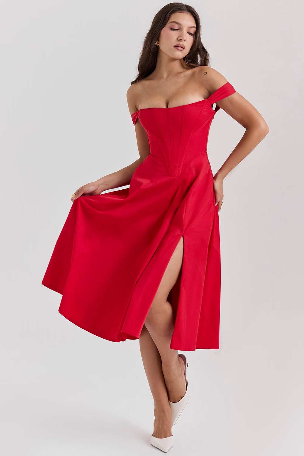 Elegante dames midi jurk met romantische bloemenprint