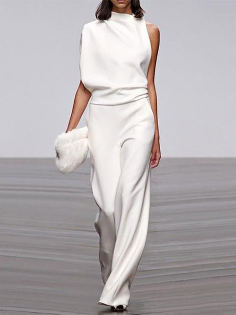 Alyra — One-Shoulder Jumpsuit met Wijde Pijpen | Elegant & Comfortabel