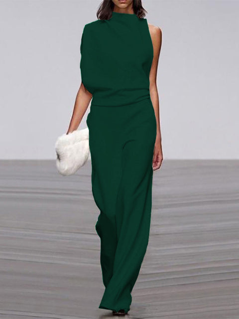 Alyra — One-Shoulder Jumpsuit met Wijde Pijpen | Elegant & Comfortabel