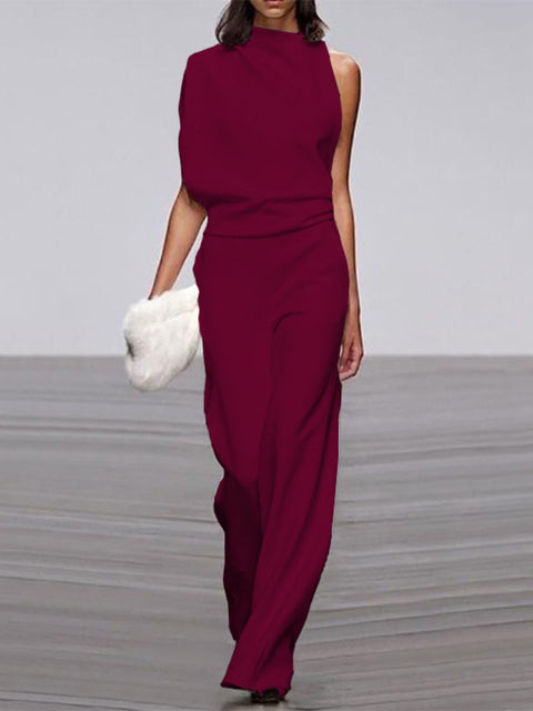 Alyra — One-Shoulder Jumpsuit met Wijde Pijpen | Elegant & Comfortabel