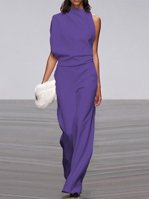 Alyra — One-Shoulder Jumpsuit met Wijde Pijpen | Elegant & Comfortabel