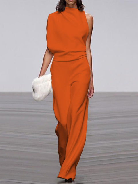 Alyra — One-Shoulder Jumpsuit met Wijde Pijpen | Elegant & Comfortabel