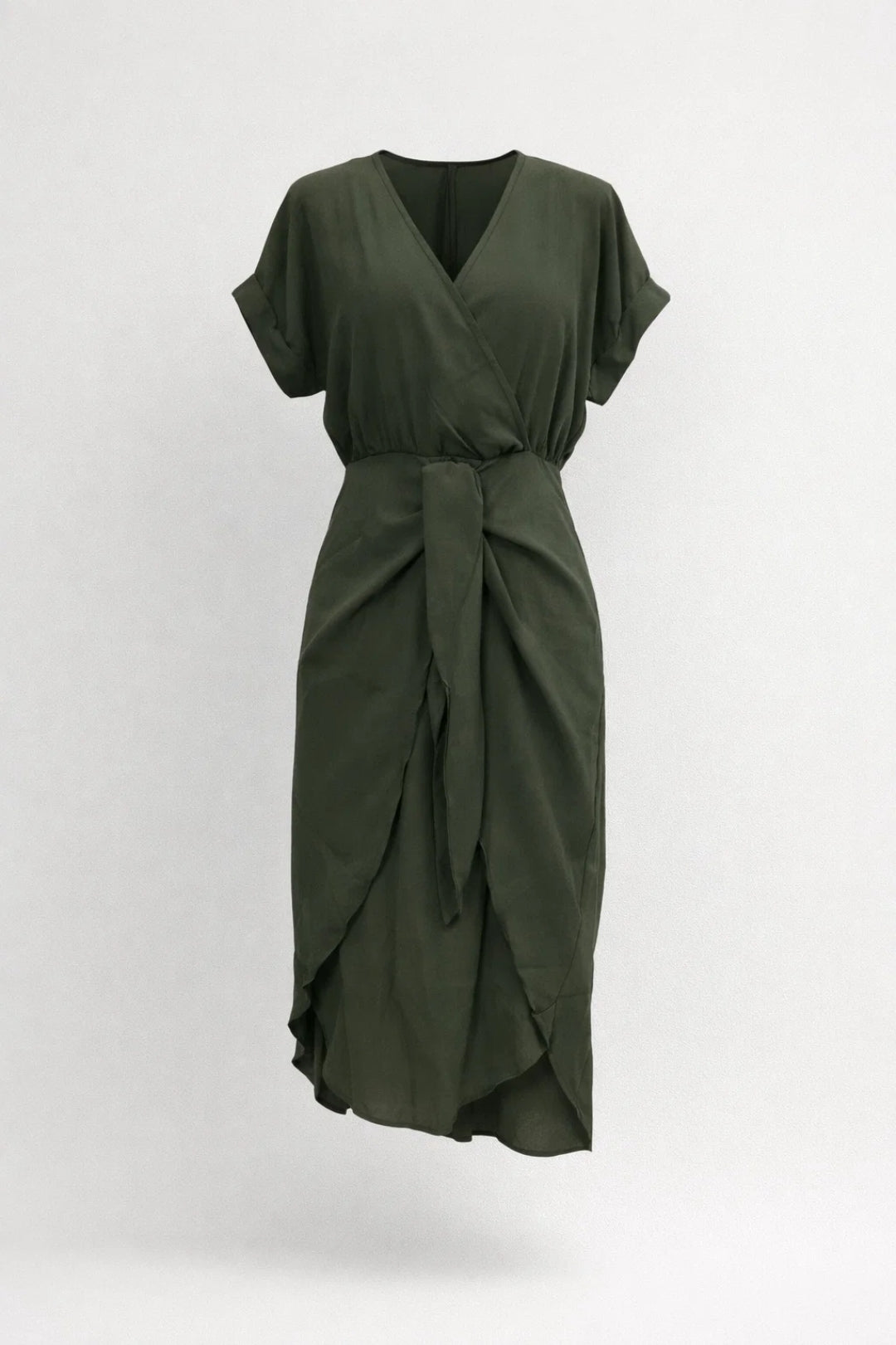 Elegante overslag midi jurk met ceintuur voor dames