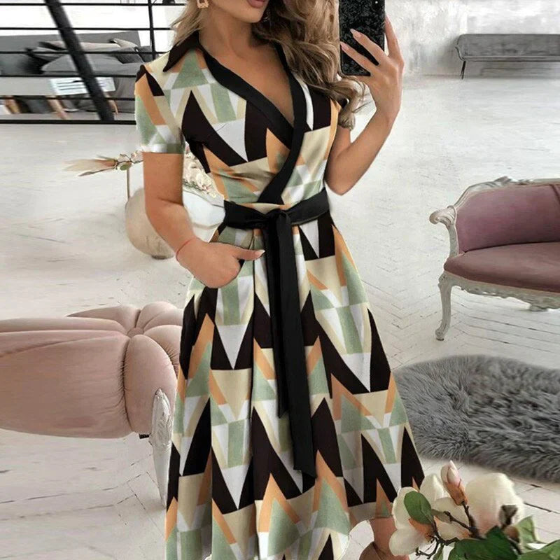 Isadora - A-lijn Stropdasjurk met Praktische Zakken voor een Elegante Look