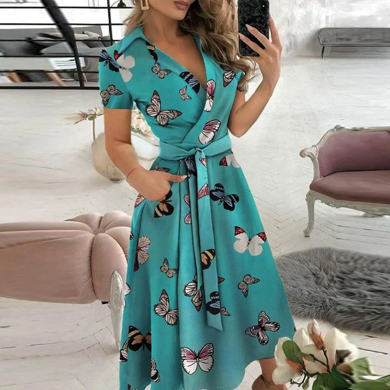 Isadora - A-lijn Stropdasjurk met Praktische Zakken voor een Elegante Look