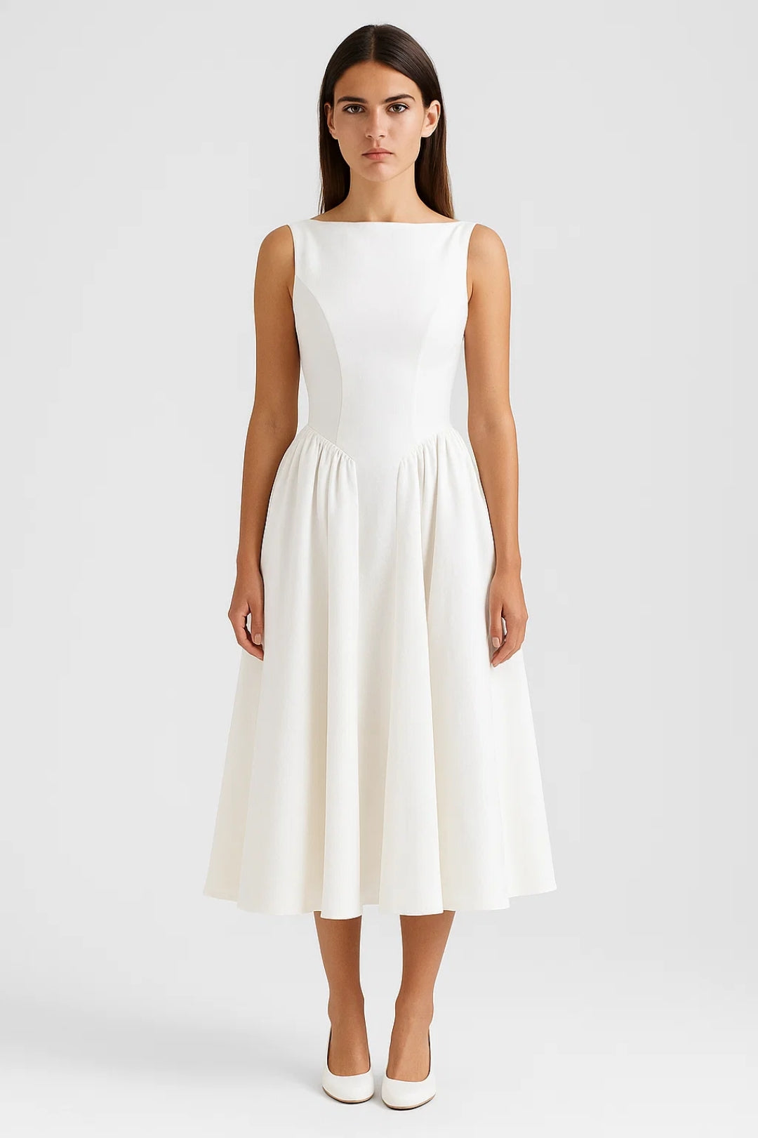 Elegante midi jurk met open rug voor dames