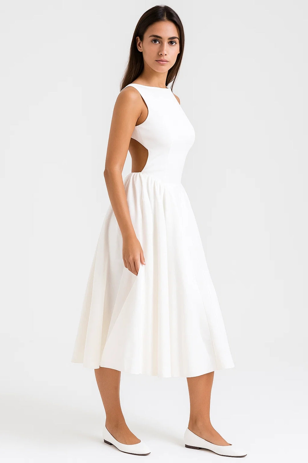 Elegante midi jurk met open rug voor dames