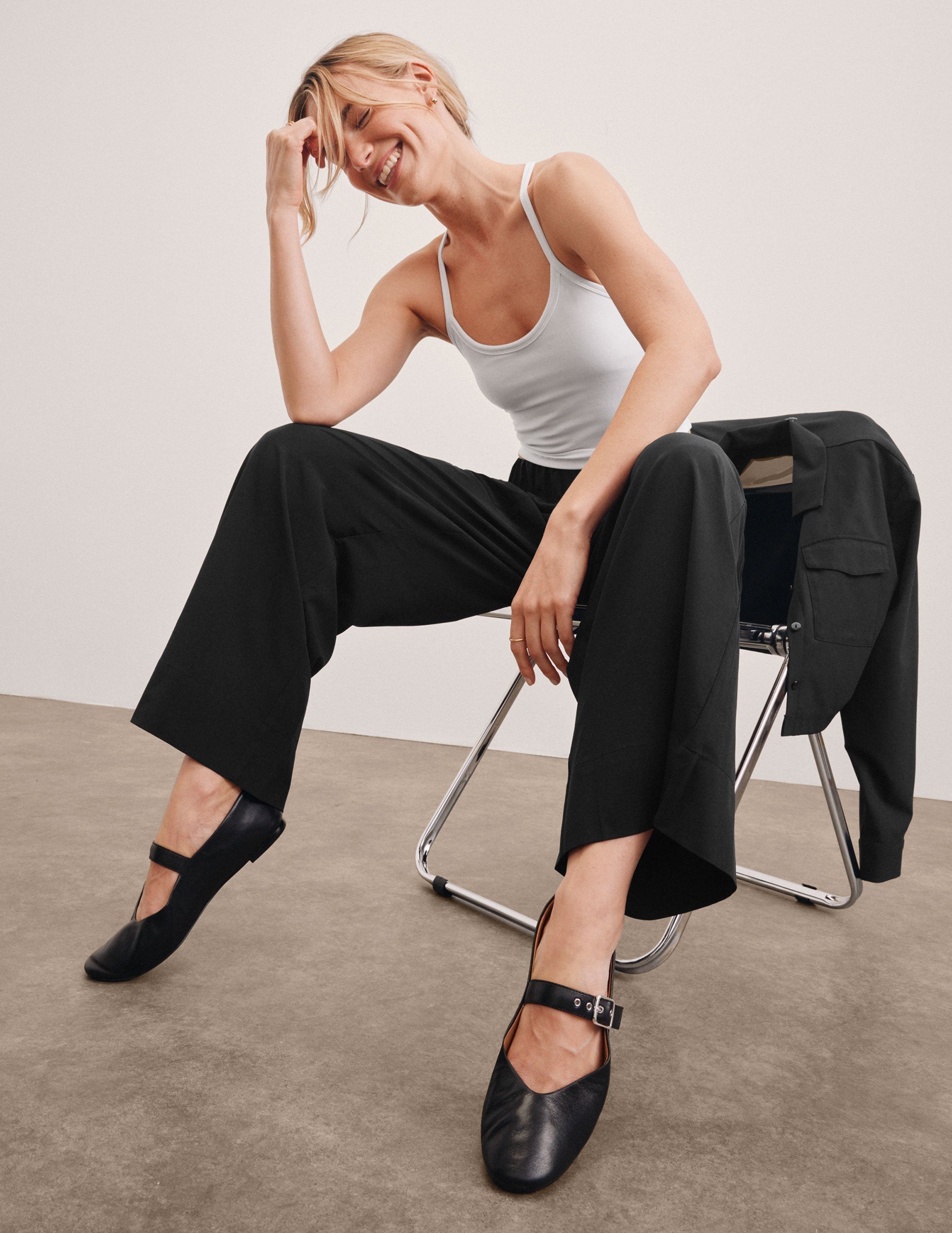 Noelle wide leg pants van luchtige stretch stof