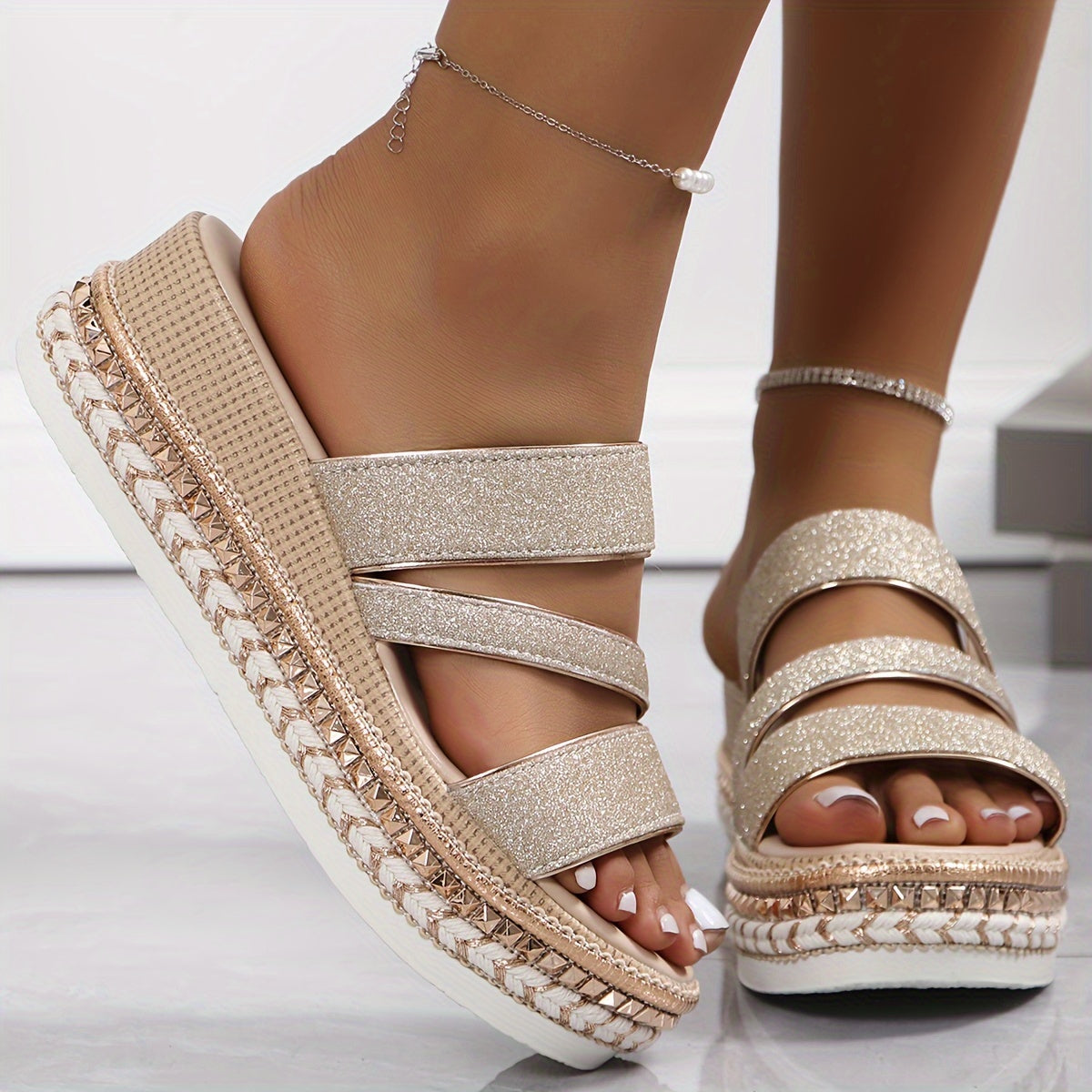 Elegante orthopedische sandalen met stijlvolle glitterdetails