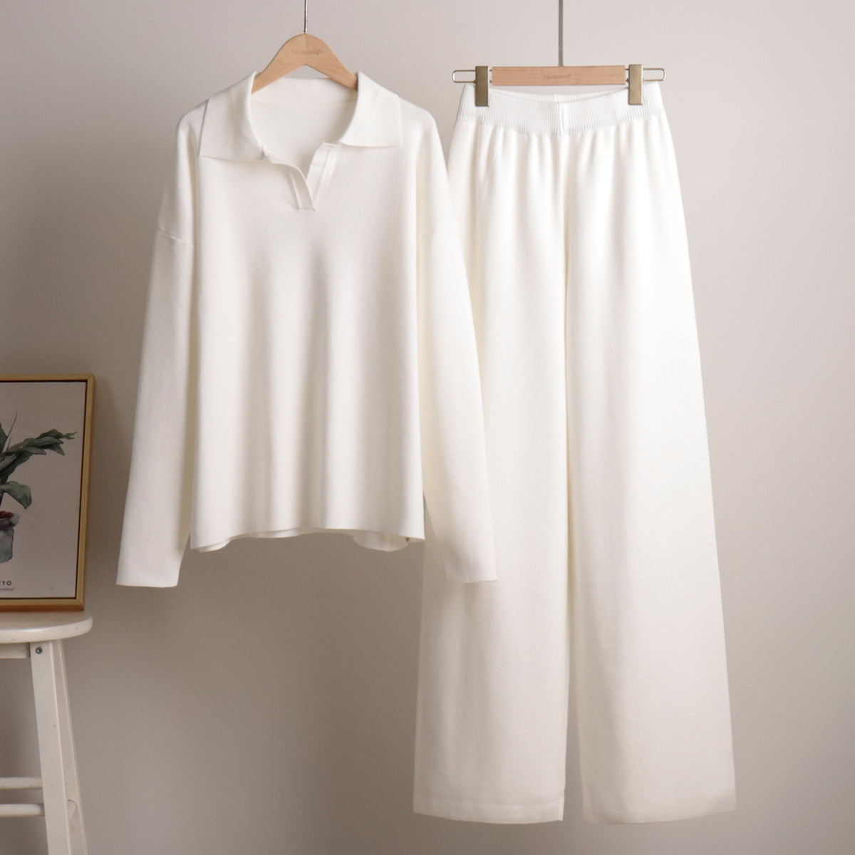 Naline – Gebreide Loungewear Set met Oversized Trui en Wijde Broek