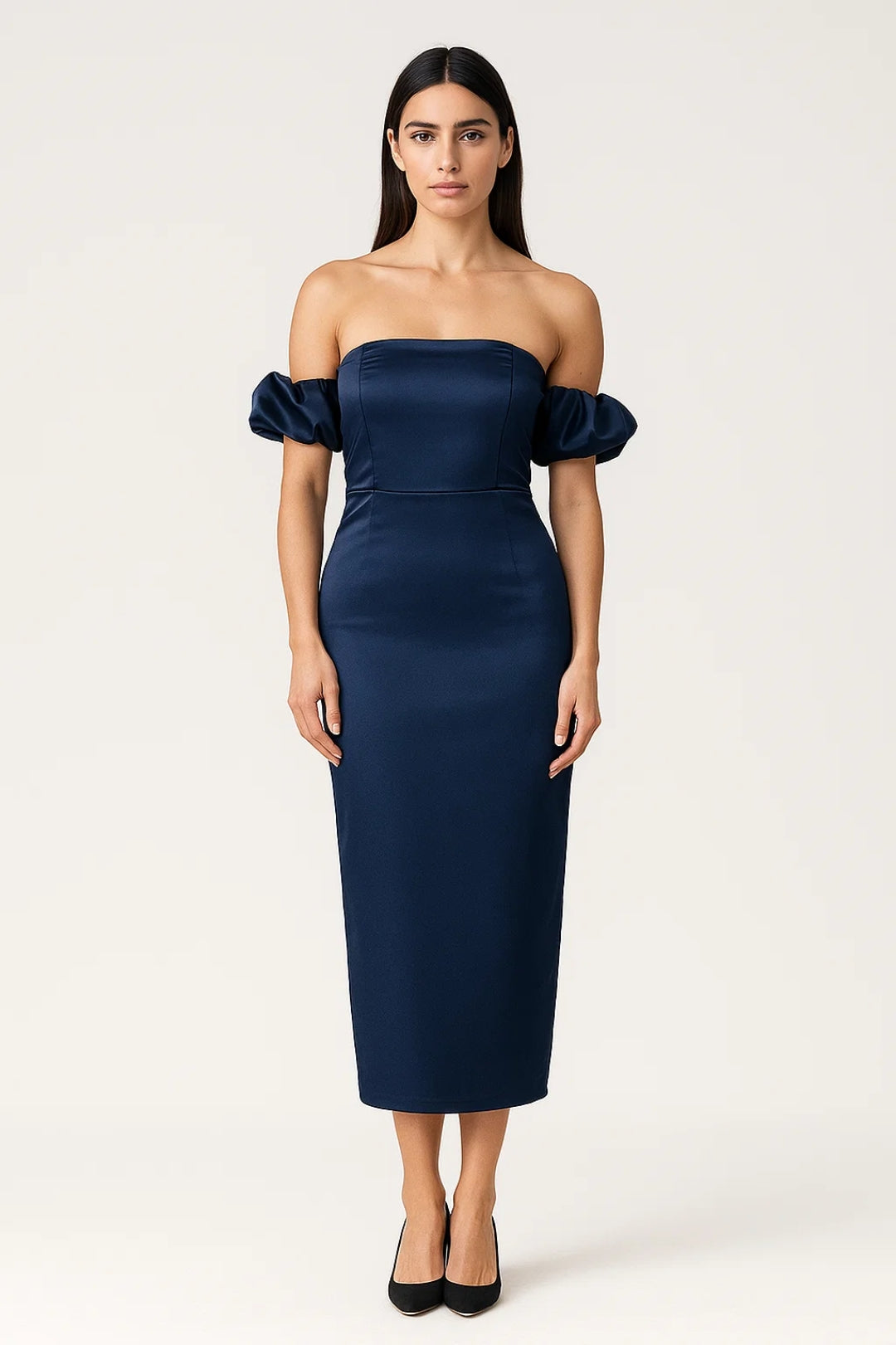 Elegante off shoulder midi jurk voor dames