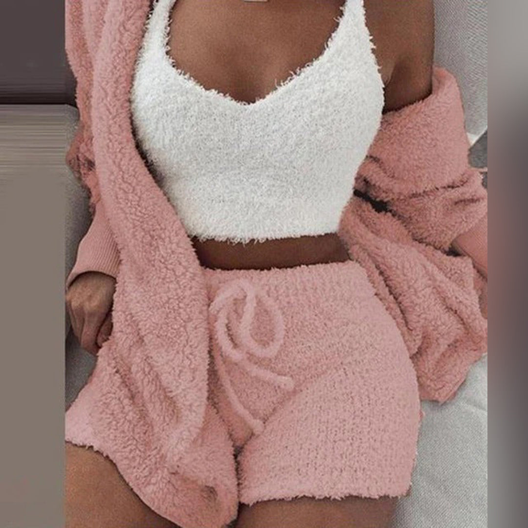 Nalaya – 3-delige Loungewear Dames Set met Hoodie, Topje en Short