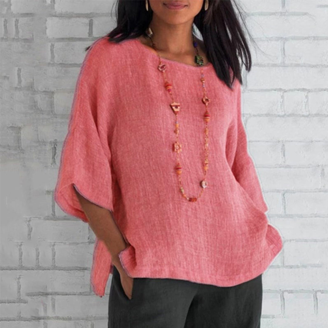 Auralyn – Luchtige dames top met linnenlook en moeiteloze elegantie