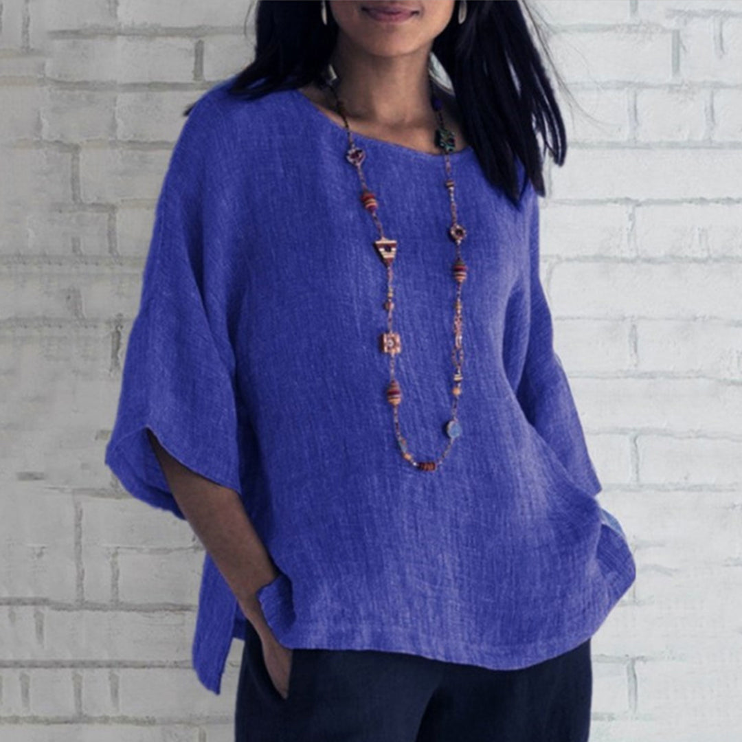 Auralyn – Luchtige dames top met linnenlook en moeiteloze elegantie