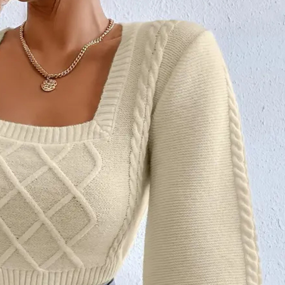 Maelora – Elegante Gebreide Trui met Vierkante Halslijn