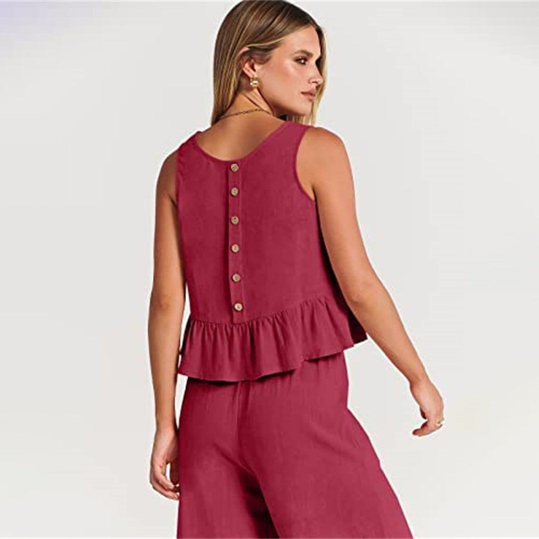 Valenora – Zomerse tweedelige set met mouwloos topje en luchtige broek