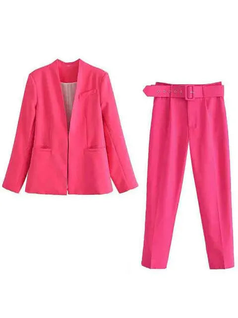 Selvara – Dames Tweedelige Business Set met Blazer & Slim-Fit Broek