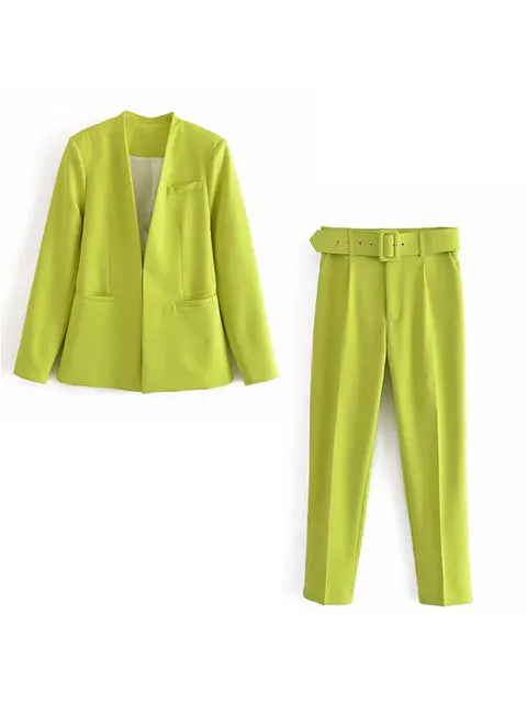 Selvara – Dames Tweedelige Business Set met Blazer & Slim-Fit Broek