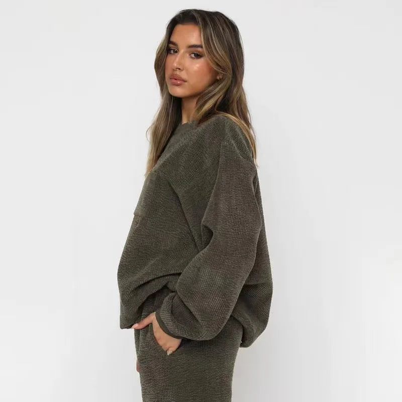Veloura – Corduroy Tweedelige Set voor Dames, Warm & Stijlvol voor Herfst en Winter