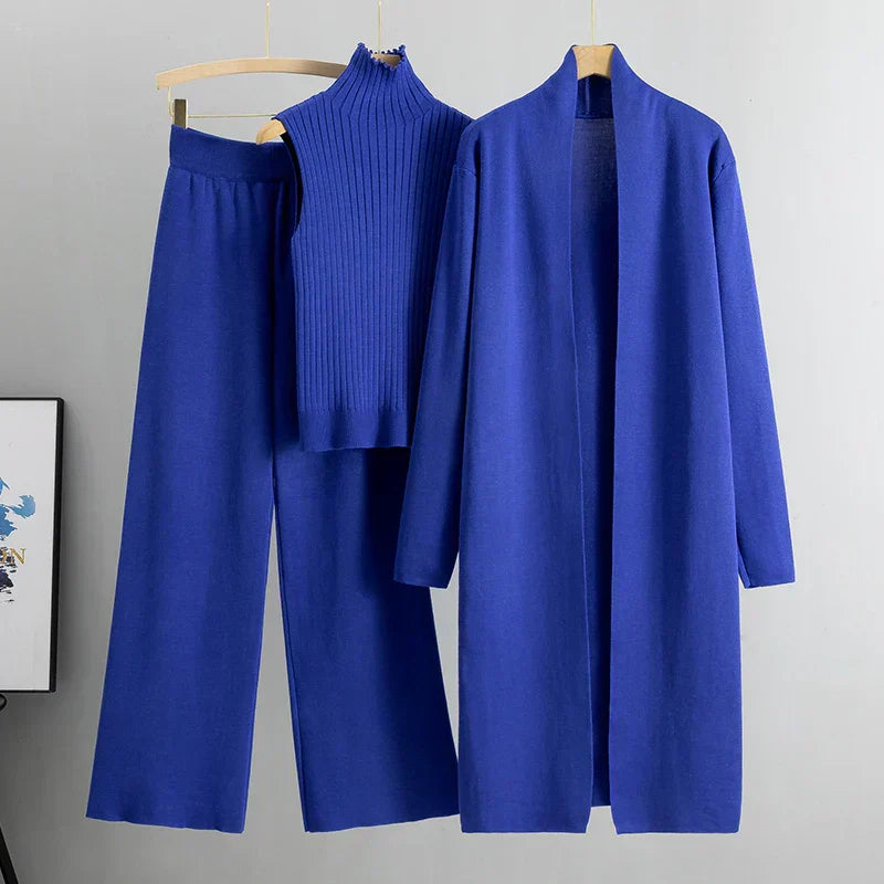 Solenne – 3-Delige Gebreide Co-ord Set met Luxe Comfort en Tijdloze Elegantie