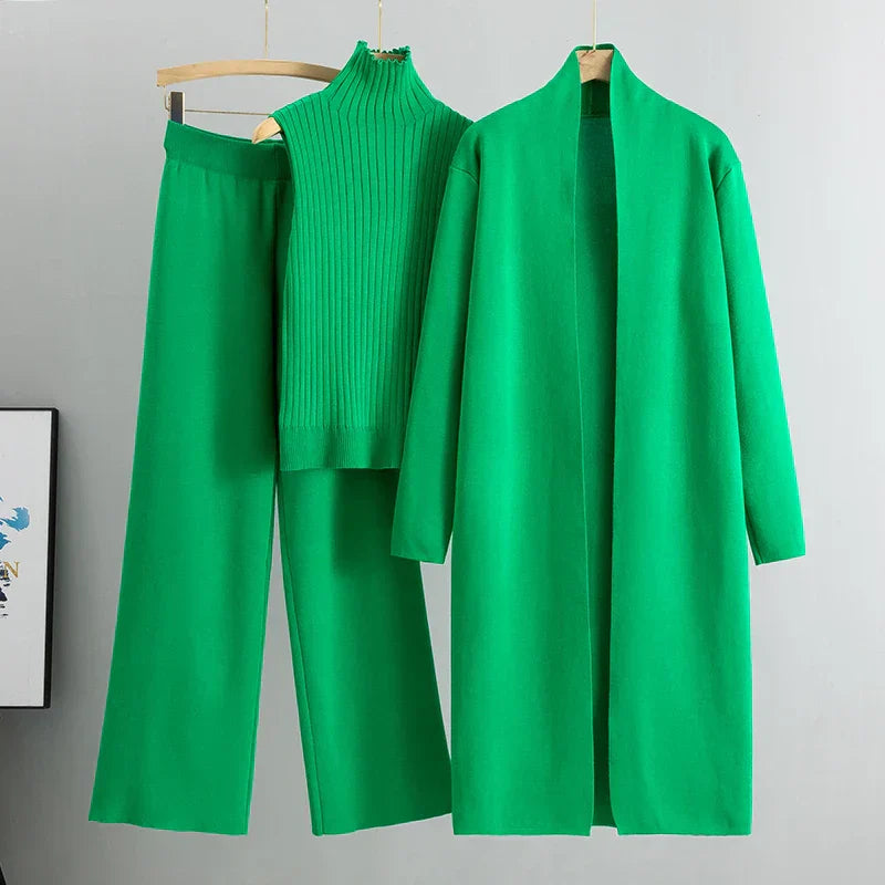 Solenne – 3-Delige Gebreide Co-ord Set met Luxe Comfort en Tijdloze Elegantie