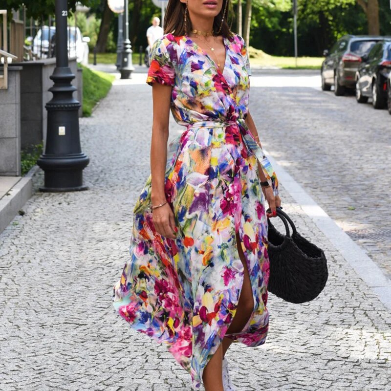 Lyra - Fleurige Midi Jurk met Bloemenprint voor de Lente en Zomer