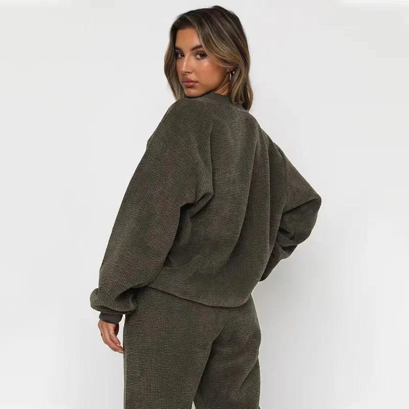 Veloura – Corduroy Tweedelige Set voor Dames, Warm & Stijlvol voor Herfst en Winter