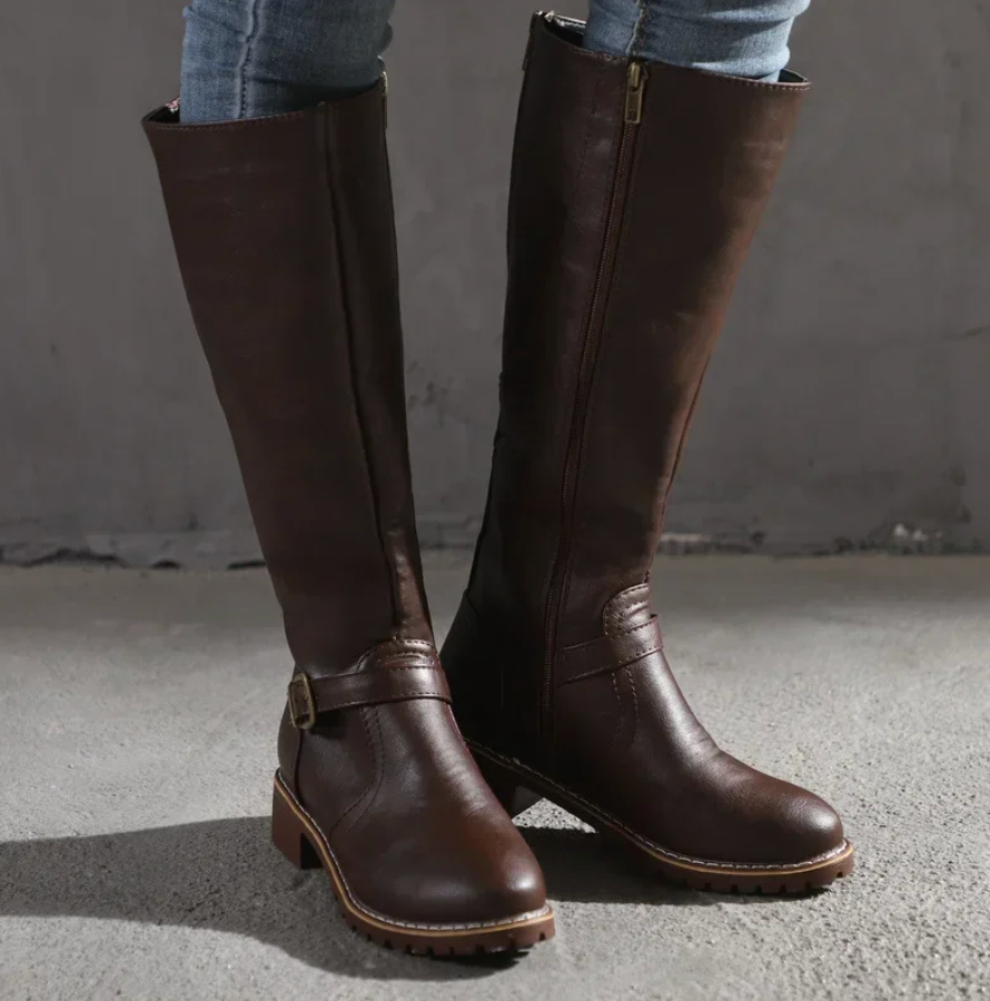 Aurevya Vegan Kniehoge Winterlaarzen – Tijdloze Elegantie & Warm Comfort voor de Koude Dagen