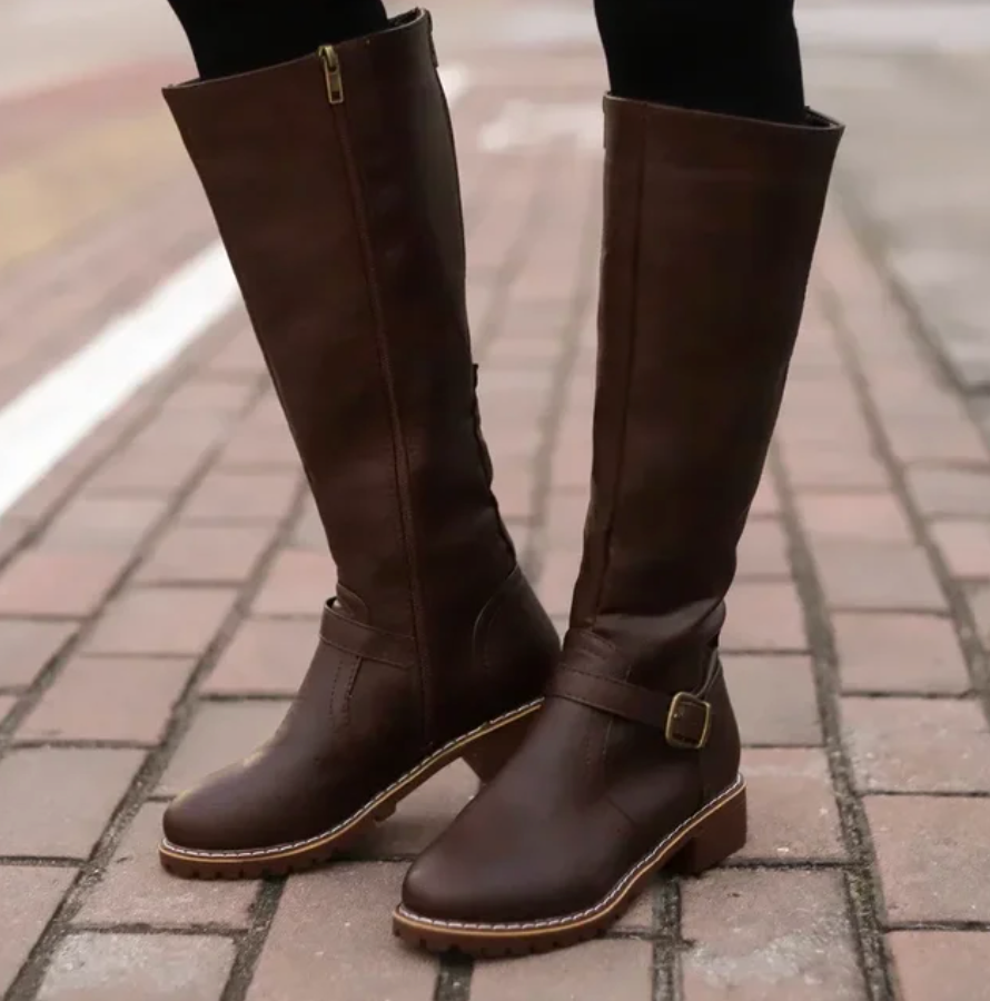 Aurevya Vegan Kniehoge Winterlaarzen – Tijdloze Elegantie & Warm Comfort voor de Koude Dagen