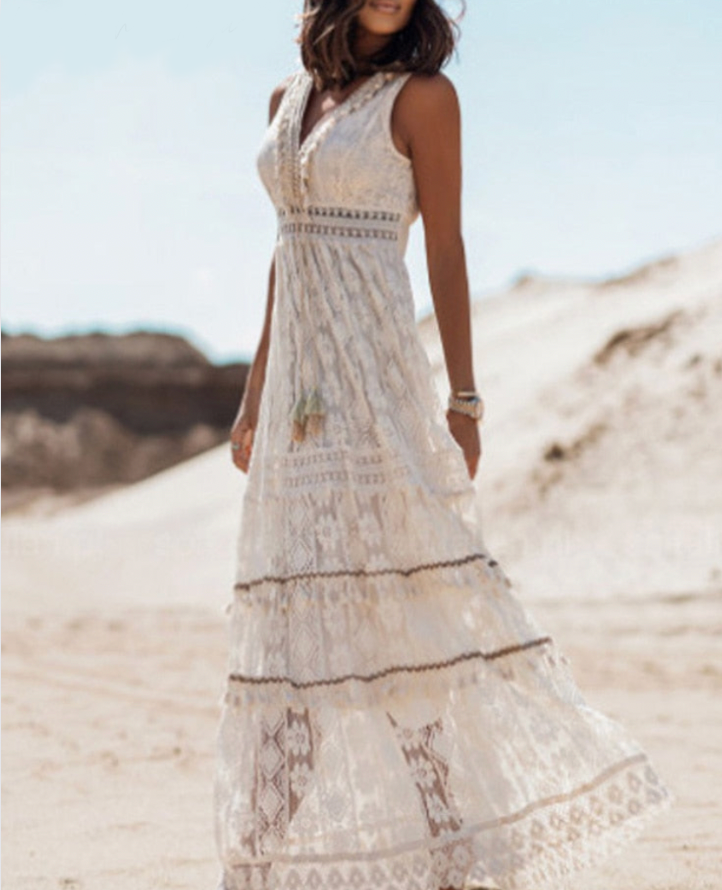 Bohemian dames maxi-jurk met print – lichtgewicht en luchtig