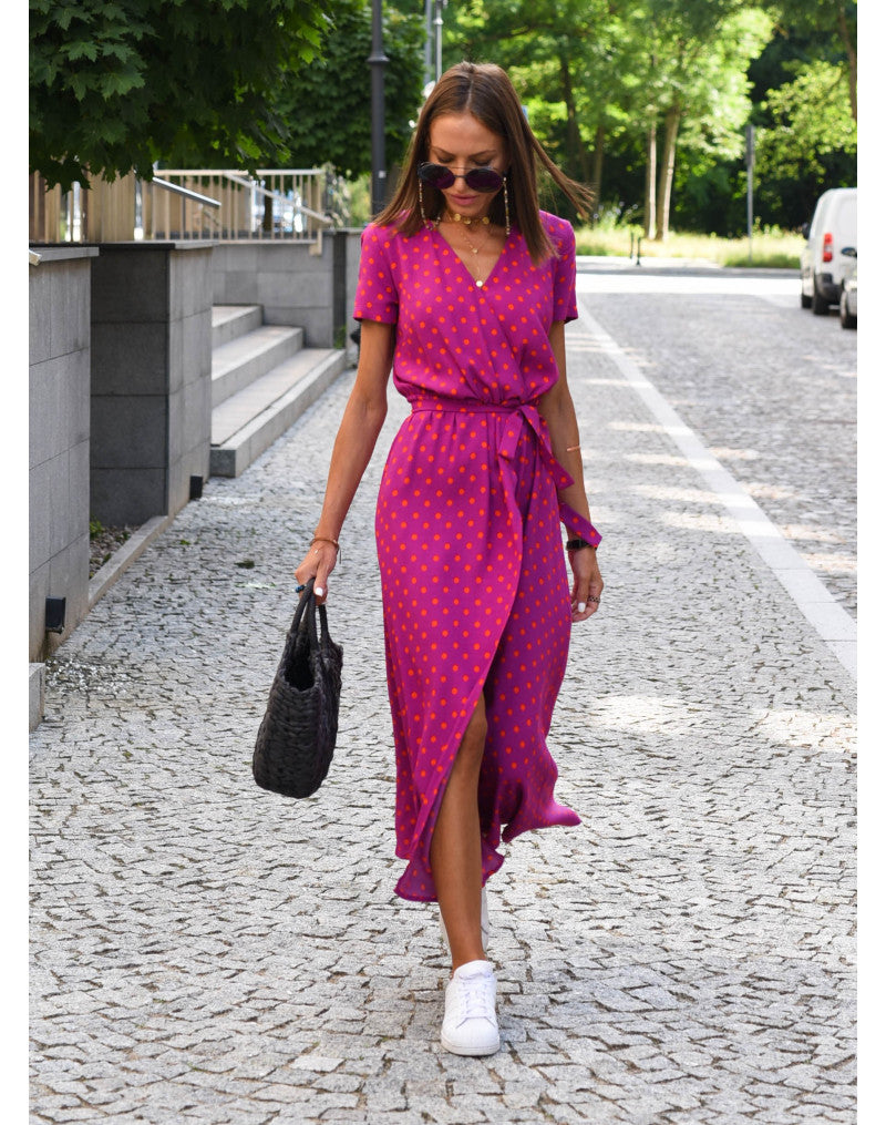 Floravienne – Zomerse bloemenjurk met diepe V-hals en hoge split