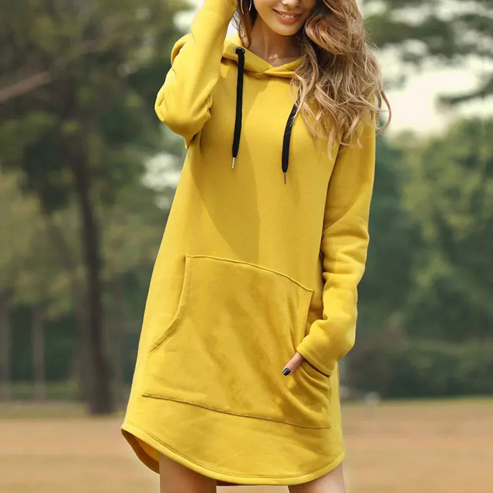 Zyrelle – Dames Hoodie Jurk van Zachte Sweatstof, Comfortabel & Trendy