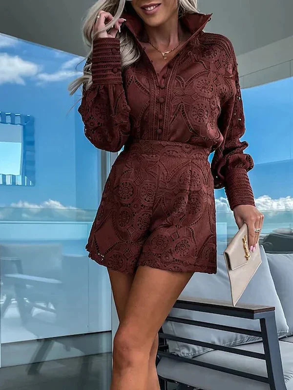 Serenna – Tweedelige boho set met opengewerkte details en moeiteloze zomerse flair