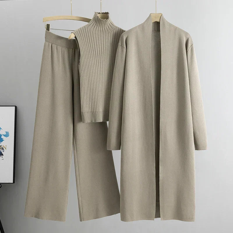 Solenne – 3-Delige Gebreide Co-ord Set met Luxe Comfort en Tijdloze Elegantie