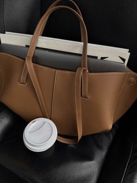 Marisella - Retro Leren Tote Bag voor Dames met Schouderriem en Ruime Opbergruimte