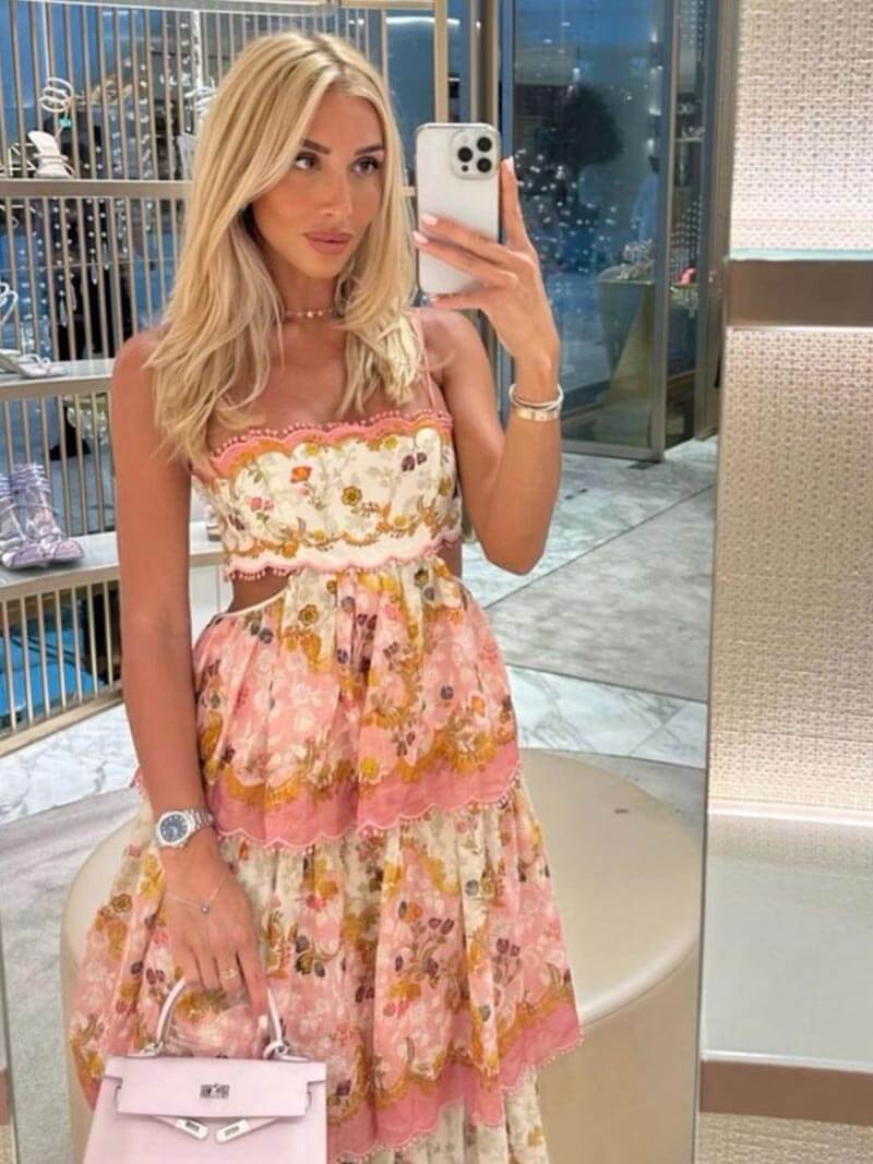 Luchtige dames maxi-jurk met ruches en borduursels – elegant en zomers