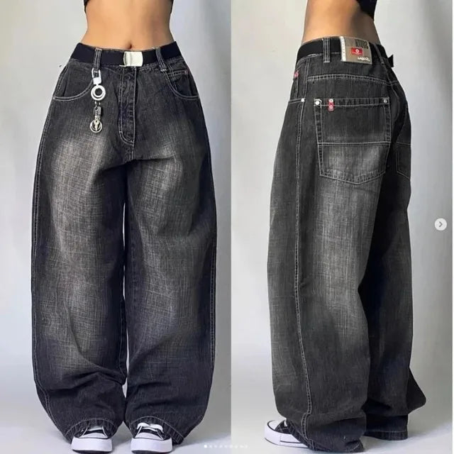 Seliora – Baggy Denim Cargo Jeans met Stoere Streetwear Look